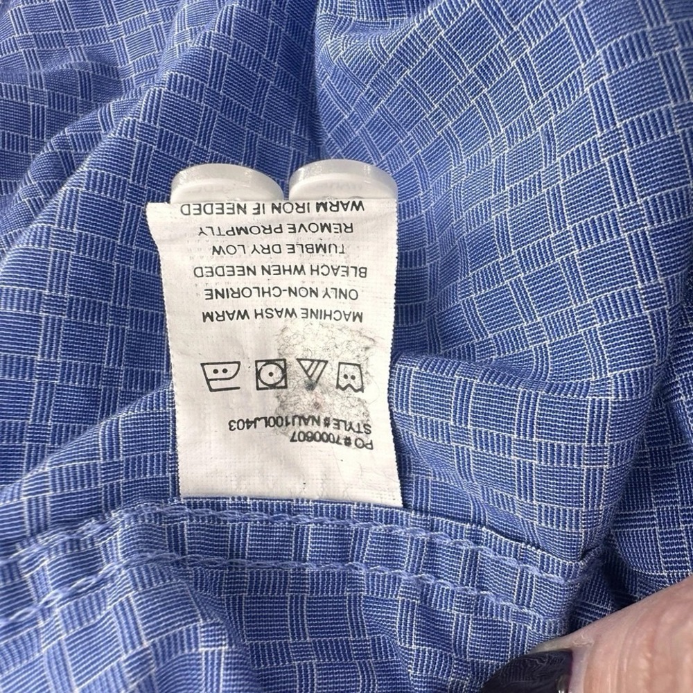 Nautica Mens Blue Micro Check Button Down Shirt Large Business Casual Preppy - Picture 7 of 8